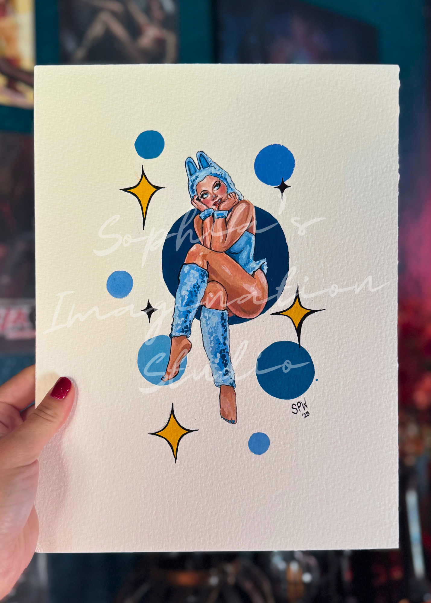 Blue Labubu Girl | Print | PRE-ORDER