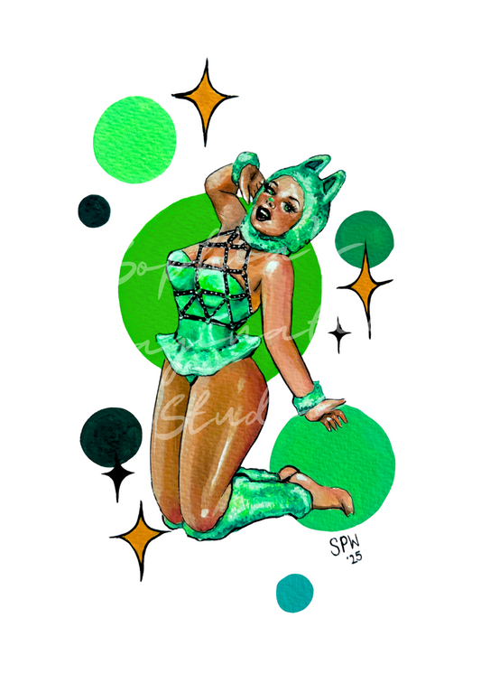 Green Labubu Girl | Print