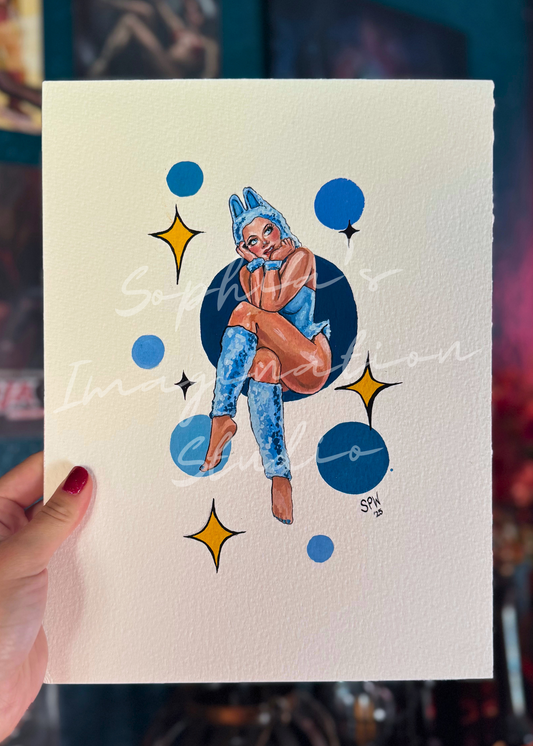 Blue Labubu Girl | Print | PRE-ORDER